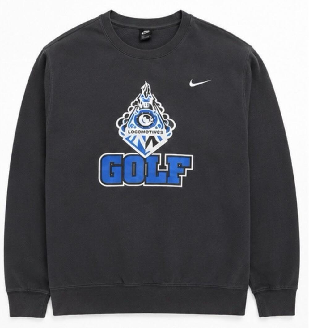 Nike Golf Locomotives Crewneck Sweatshirt Gray Fleece Pullover Men’s XL Logo